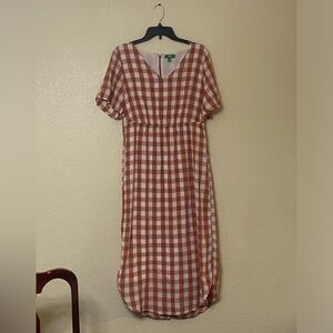 Dip Women’s Red + White Checker Patterned Dress